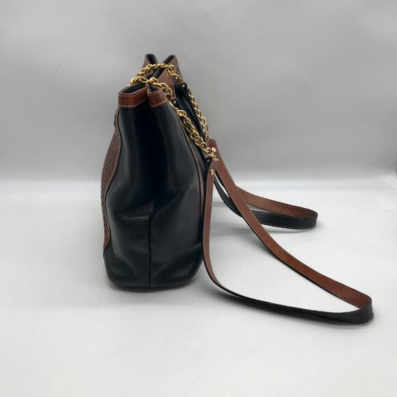 Bally Black And Brown Leather Vintage Woven Tote Bag - Picture 4 of 11